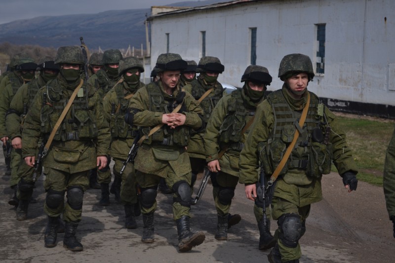 Examples of Hybrid war: Russian soldiers without insignia during the occupation of Crimea